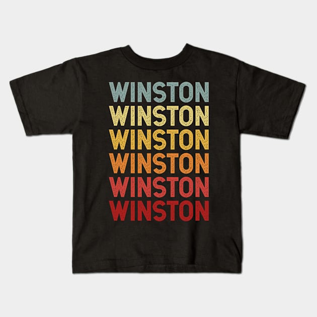 Winston Name Vintage Retro Gift Named Winston Kids T-Shirt by CoolDesignsDz